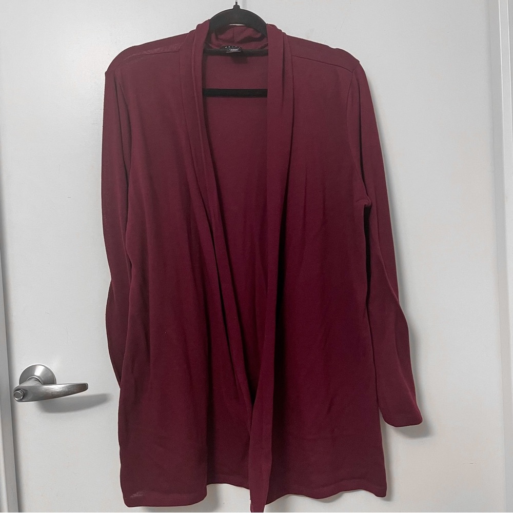Nel+Lo Drape Cardigan Burgundy Plus 1X